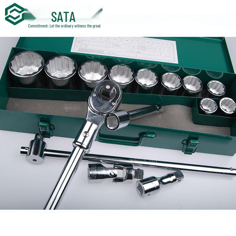 SATA Tools Набор из 15/26 предметов: трещоточный ключ и головки 19 мм, 12-гранные 09015/09016