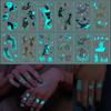 Fluorescent Star Feather Temporary Tattoos Blue Luminous Fake Tattoo Tattoo Sticker Body Art