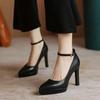 2024 New Black High Heels for Women Spring Ankle Strap Pointy Toe Platform Sexy Shoes for Women Classic Women's Work Talon Femme
