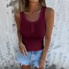 Women Vest U-Neck Sleeveless Button Down Camisole Blouse Slim Fit Basic Tank Tops Beach Office Party Wear