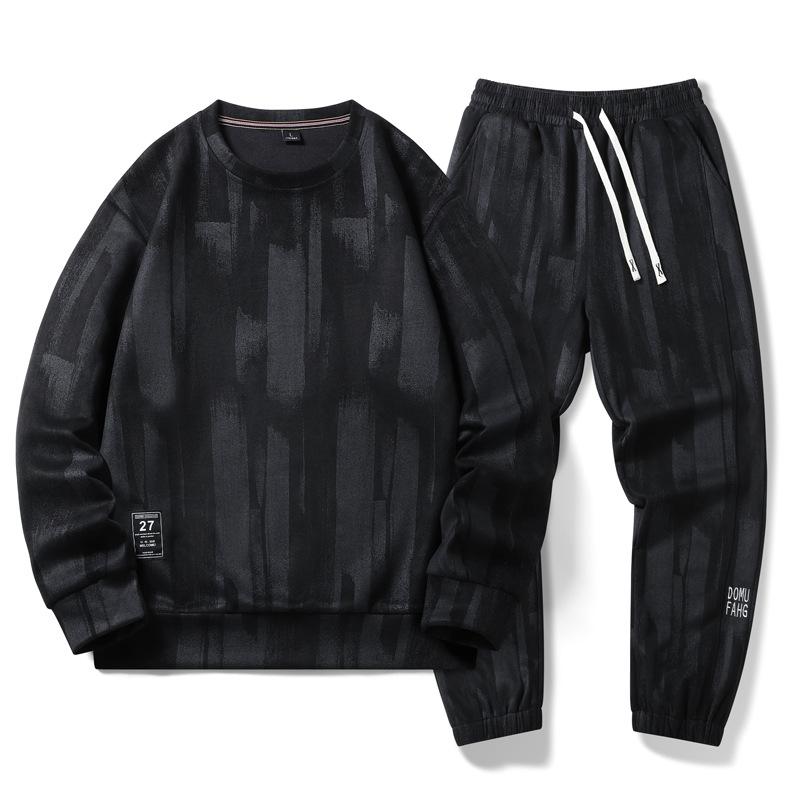 Спортивный костюм для отдыха, мужской весенне-осенний свитер с круглым вырезом, свободный комплект из двух предметов