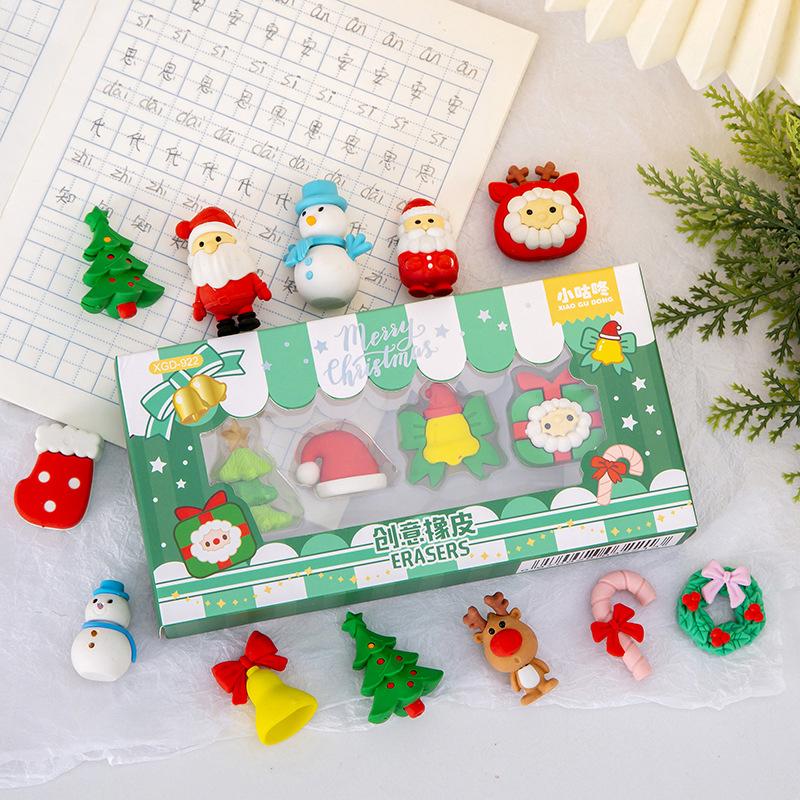4 шт./набор школьных принадлежностей мультфильм милый Санта-Клаус снеговики рождественская елка ластик студенческие канцелярские принадлежности креативные рождественские подарки