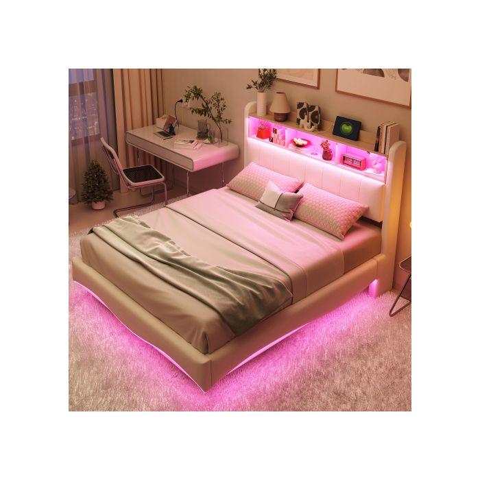 Lit mural - MUVOE - 140x200 - Lin beige - LED