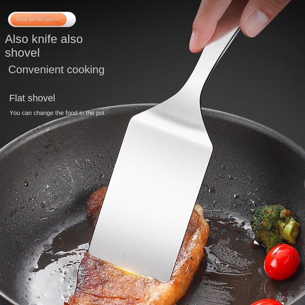 1/2pcs 8.58/9.76 Inch Short Handle Rice Spoon Stainless Steel Steak Spatula Restaurant