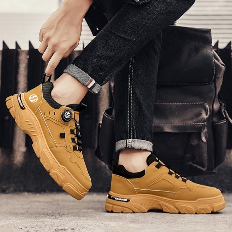 Autumn Winter New Men Shoes Trendy Brand Breathable Platform Leather Casual Sneakers Ankle Boots Work Safty Shoes Man Board Shoe