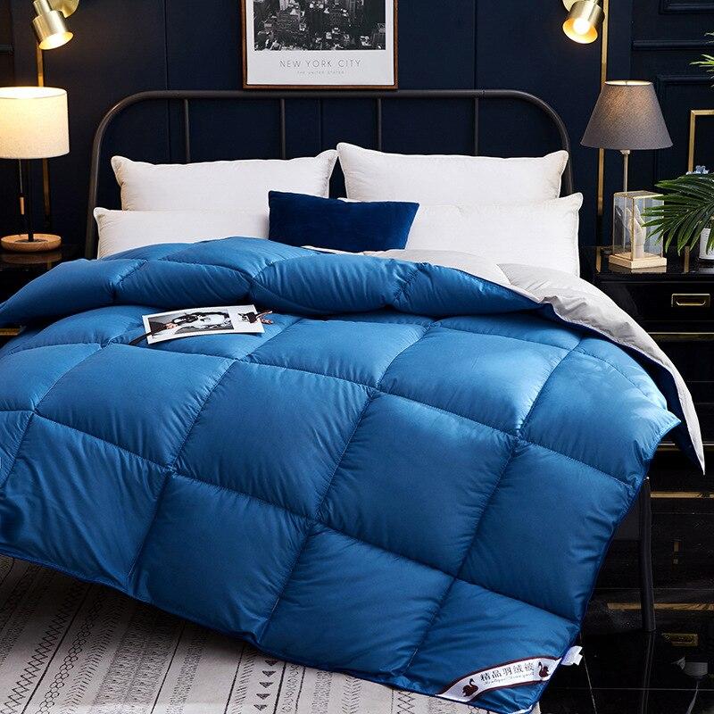 Одеяло на гусином пуху, 2 кг, пуховое одеяло King Queen, двойной размер, белый/синий/розовый/хаки/серый, роскошное зимнее одеяло, наполнитель