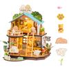 Rolife 3D Puzzle Dollhouse DIY LED 3D Puzzle Handmade Kit Doll House Assembly Wooden Puzzle Illustrated Instructions Included Entrance Interior