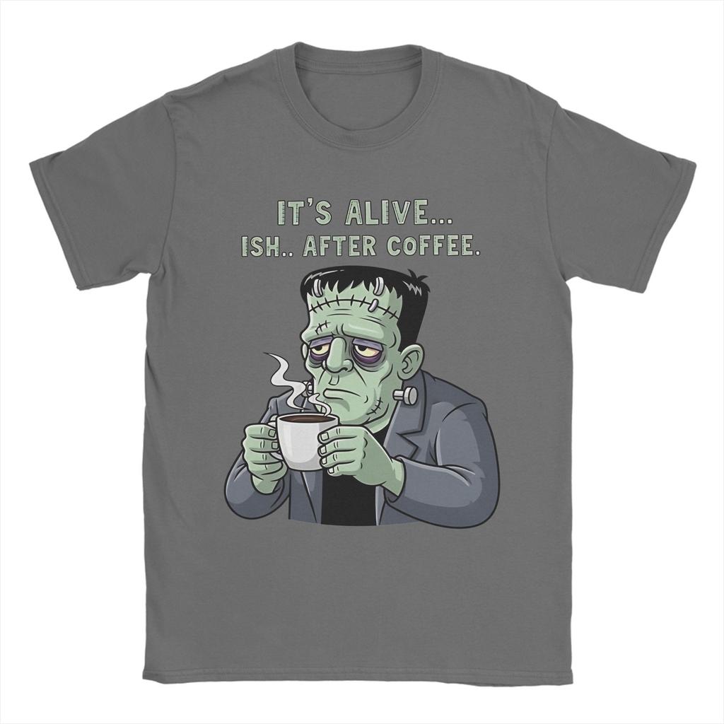 Retro It's Alive...ish Frankenstein  T Shirt Men's Round Neck Short Sleeve Tops Shirts  Cotton Summer Tops
