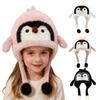 Kids Hat Penguin Design Knitted Winter Hat Thickened Warm 2 In 1 Autumn Winter Knitting Hat Convertible Tote Bag