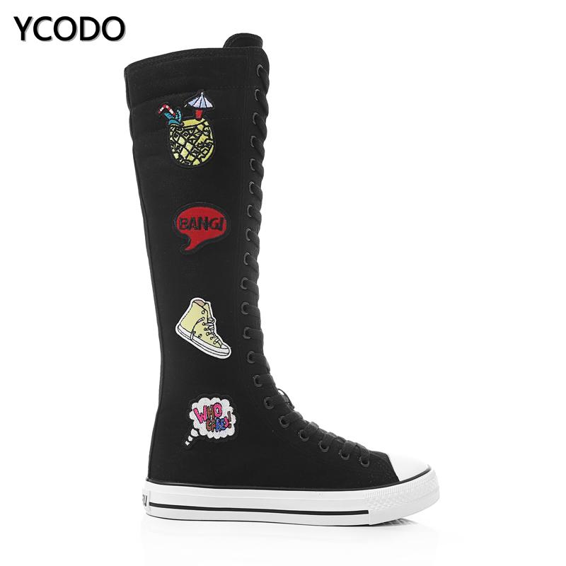 Весенне-осенние женские ботинки, парусиновые сапоги до середины икры, повседневная обувь с высоким берцем, длинные сапоги, удобные ботинки на плоской подошве со шнуровкой, размер 34-43