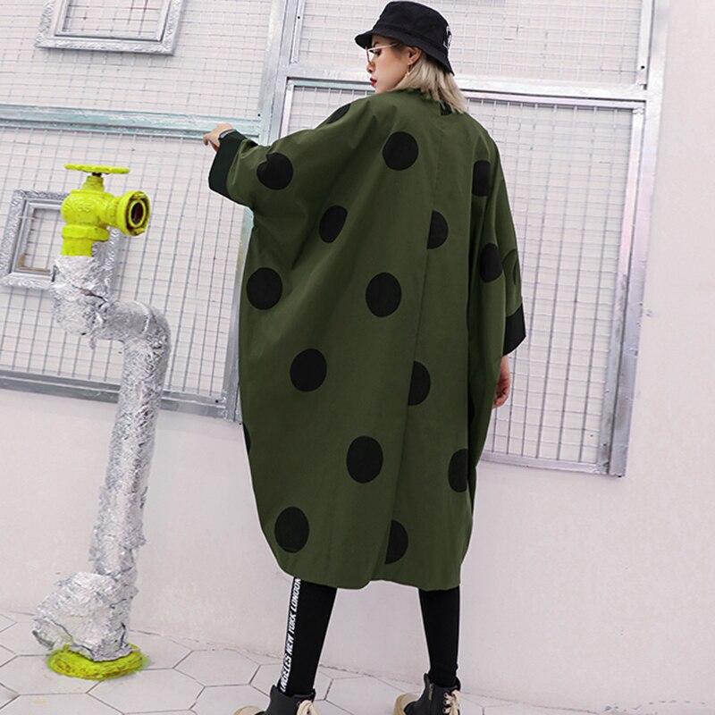 Xitao Необычный Тренч больших размеров для женщин в горошек с одним нагрудным карманом элегантное лоскутное пальто с отложным воротником GCC1781