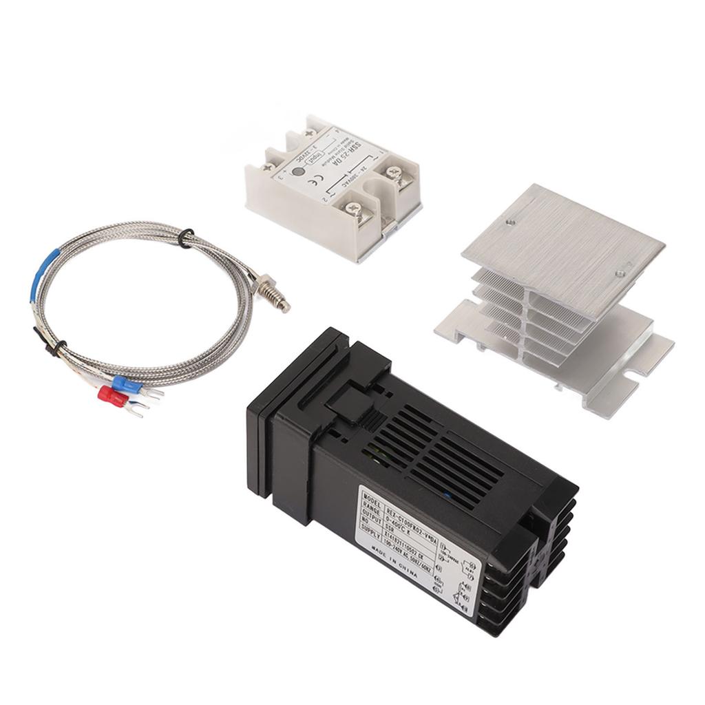 Digital PID Thermostat Set Thermocouple Heat Sink Relay Temperature Controller Set with Bracket for Farm Chicken House