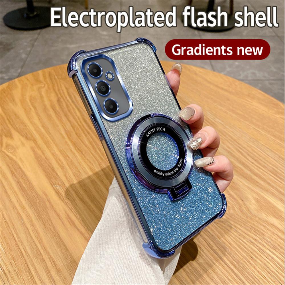 Роскошный блестящий чехол с держателем для Samsung A06 A16 A05S A15 A25 A35 A55 A04 A14 A24 A34 A54 Мягкий противоударный чехол-подставка