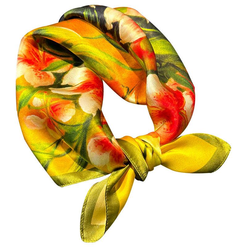 Новый 100% Натуральный Шарф из Натурального Шелка Женский Платок Бандана Квадратные Шарфы Палантин Косынка Тутовый Весенняя Мода Роскошный Высокое Качество Хиджаб