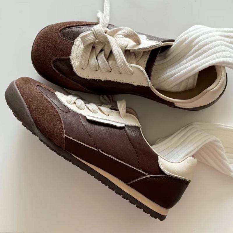 Мода 2024 года, новые модные разноцветные плоские кроссовки, женские, со шнуровкой, с круглым носком, в стиле ретро, мягкие, удобные, повседневные кроссовки