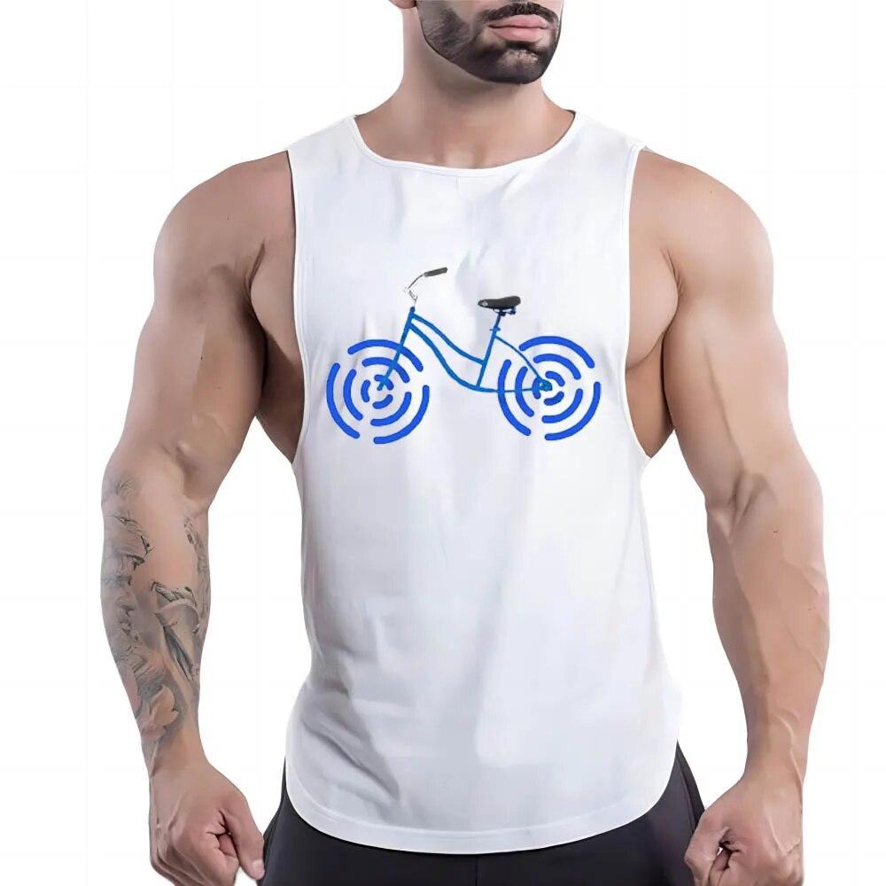 Summer Adult Men'S Casual Sports Crew-Neck Vest Creative Bike 2d Print Trend Comfortable Simple Breathable Sleeveless T-Shirt