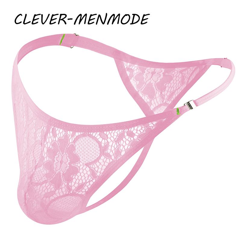 Мужские сексуальные кружевные стринги с боковой пряжкой, регулируемый ремень, стринги, нижнее белье, экзотические кружевные прозрачные трусики, мини-манкини для нижней части тела