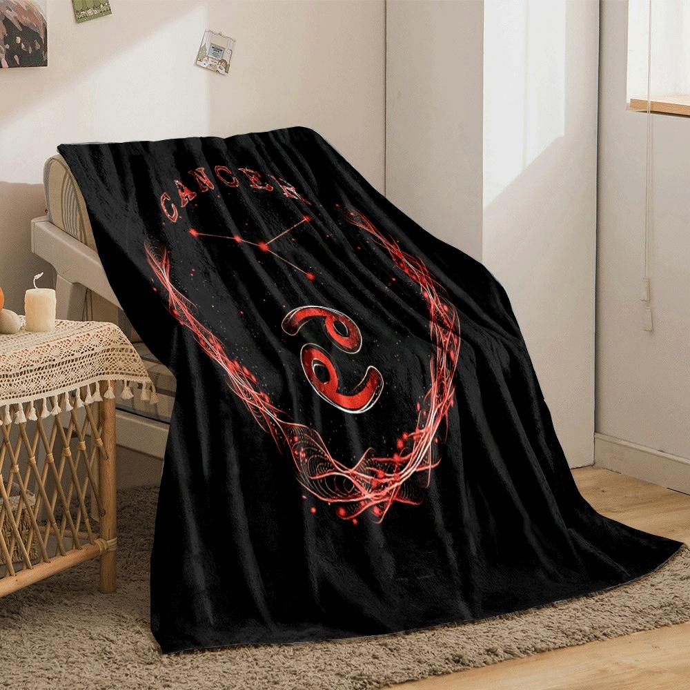 A Cancer zodiac design with constellation, symbol, and glowing red accents. for all seasons blanket lunch break throw gift