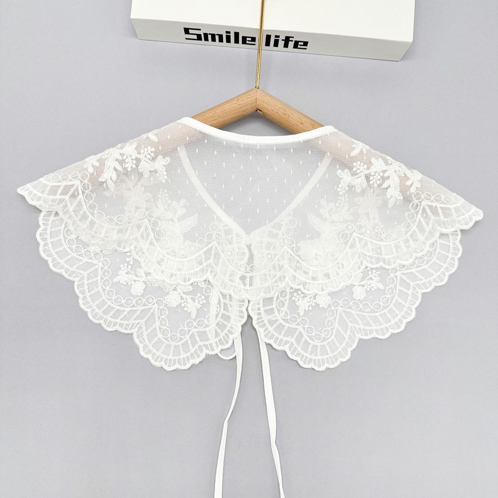 Embroidery Crochet Fake Collar Female Lace Mesh Thin Collar Outer Matching Skirt Decorative Collar