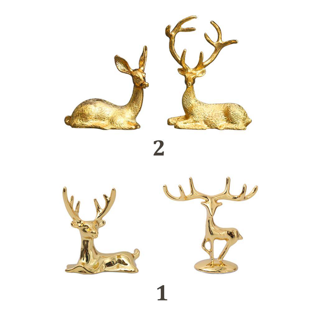 1 пара Статуэтки Лося Оленя Нордическое Украшение Художественная Фигурка Винтажное Золотое Рукоделие Настольное Украшение Фото Реквизит Домашний Подарок