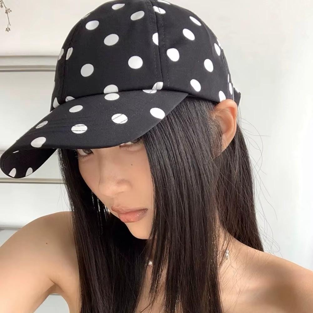 Soft Brim Polka Dot Baseball Cap Polyester Sun Hat Japanese Peaked Hat Women