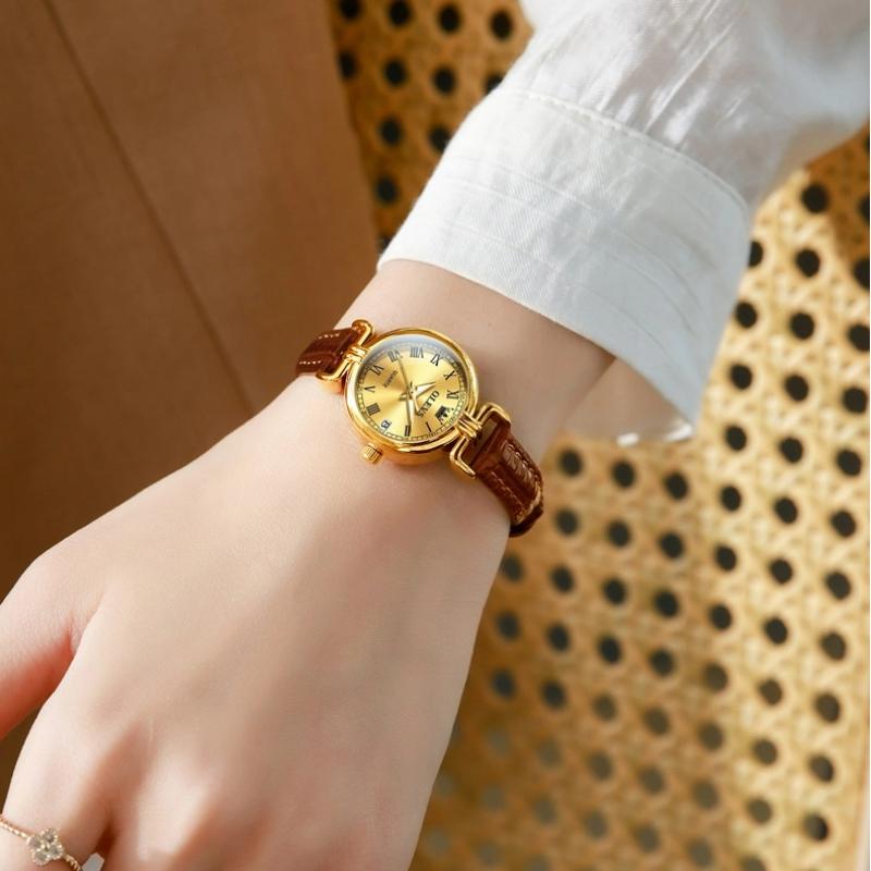 OLEVS New Womens Watches Leather Strap Quartz Watch Waterproof Luminous Watches For Women Simple Fashion