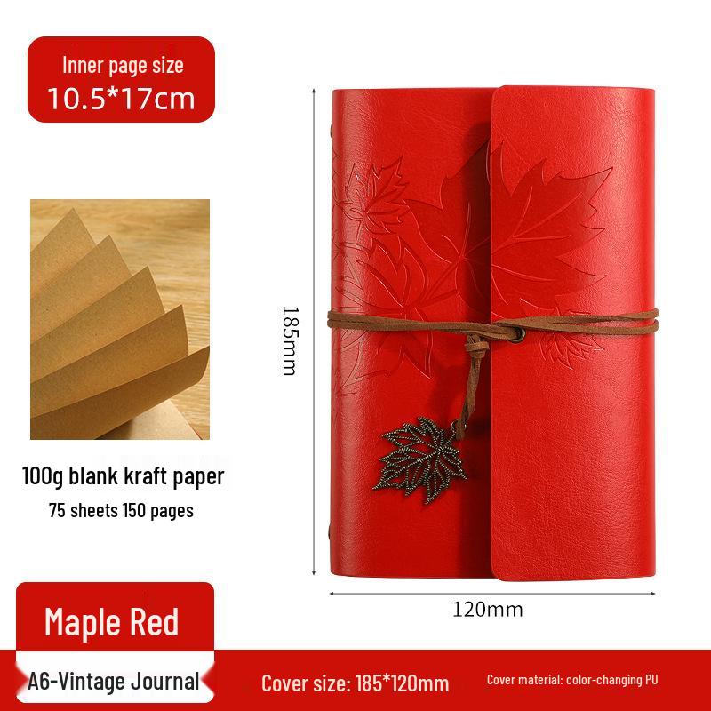 Ретро блокнот на кольцах «Кленовый лист» с настраиваемым логотипом и обложкой с эффектом «кожи»