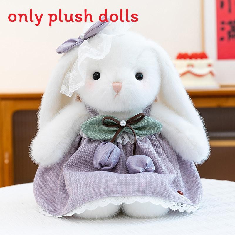 Plush Rabbit Toy With Dress And Bow Decoration For Girls And Kids Snuggle Pillow