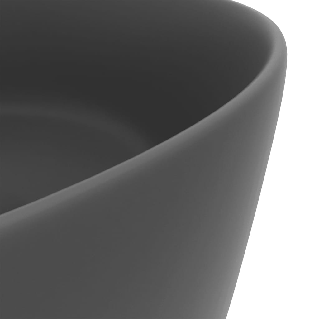 Luxury Round Wash Basin Matte Dark Grey 40 x 15 cm Ceramic