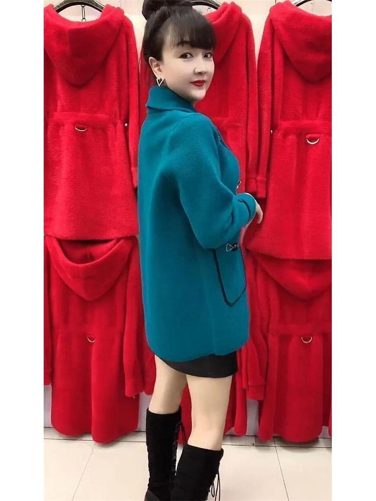Mid-Length Stylish Imitation Cashmere Wool Coat for Mothers - Autumn/Winter [6602]