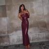 Women's Fashion Sexy Sling Bag Hip Slimming Spice Girl Long Slit Dress