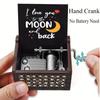 Romantic “I Love You Till the Moon and Back” Hand Cranked Wooden Music Box - Vintage Laser Engraved Design, Suitable for Birthday, Anniversary