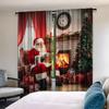2 шт. Шторы Санта-Клауса. Старый Санта-Клаус сидит дома в рождественскую ночь и читает письмо возле дерева. Гостиная, спальня.