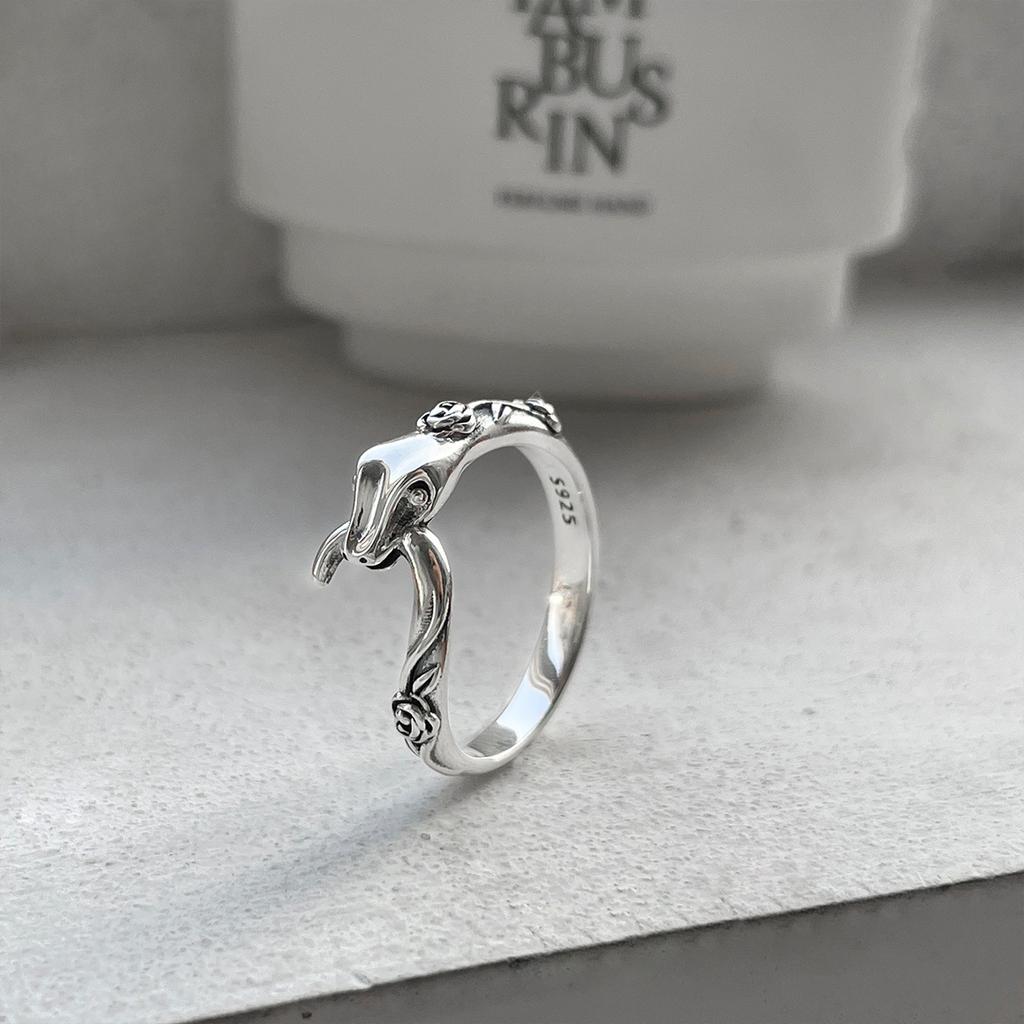 Кольцо Ouroboros Rose из стерлингового серебра 925 пробы для женщин, ретро, таинственное, высокое, холодное, указательный палец, уникальное, нишевое кольцо
