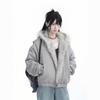 Winter Retro Fur Collar Women Padded Hooded Cotton-Padded Jacket Plush Casual Street Gothic Harajuku Oversize Coat