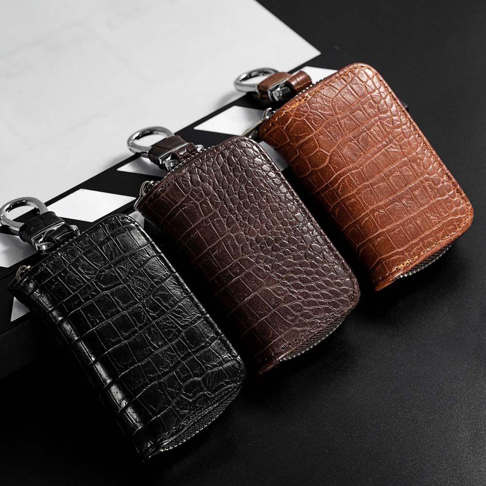 pattern With Keyring PU Leather Men Zipper Key Case Bag Key Bag Case Car Key Wallets Car Key Case