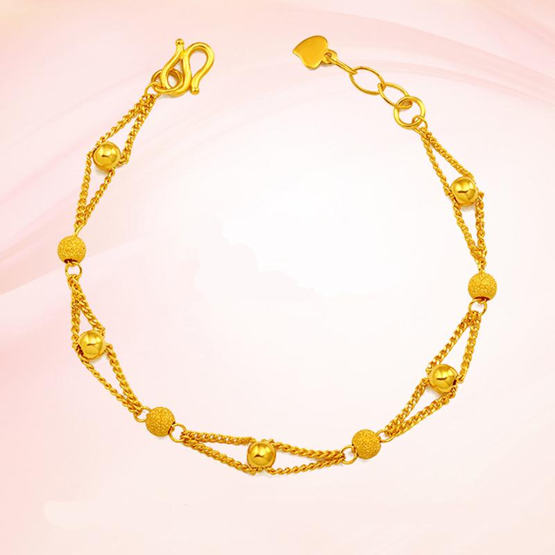 Pure Gold Color Bracelets & Bangle for Women,18k Gold GP Ball Beads Bracelet 16+3cm,fashion Gold Bracelet,women / Girls Bracelet