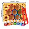 Wooden Early Education Beehive Game Color Sorting Clamp Bee To Hive Toy  Color Cognition