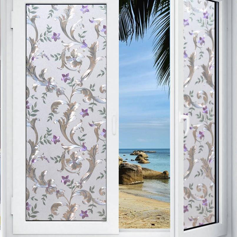 Пленка для окон с эффектом матового стекла на статической основе «Утреннее сияние»: Тисненый, Полупрозрачный для Конфиденциальности в Ванных комнатах