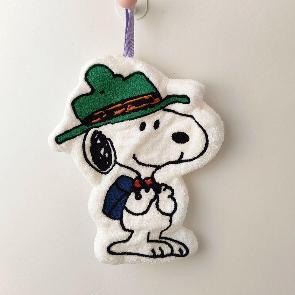 Настенное полотенце для рук Snoopy из кораллового флиса: Мультяшный, Впитывающий воду, Не оставляющий ворса, Утолщенный для ванной комнаты