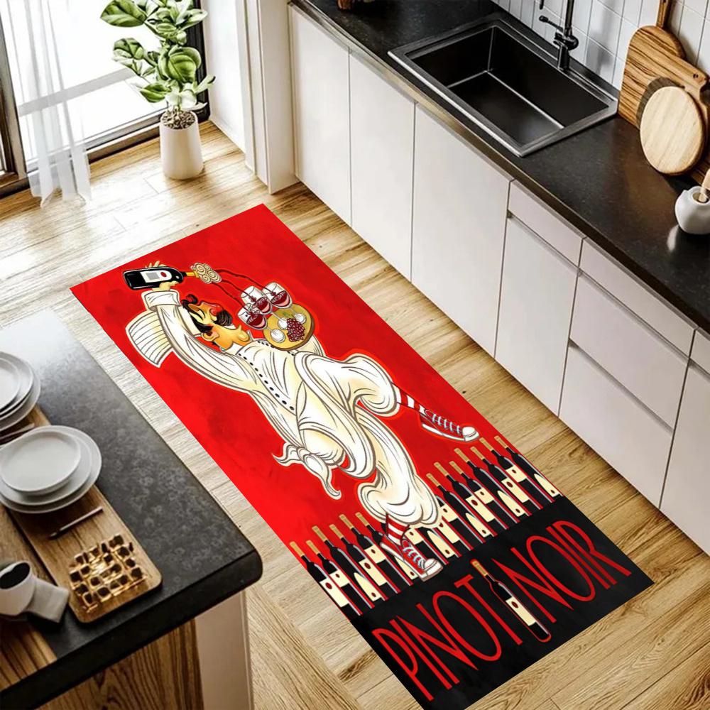 Chef Wine Kitchen Floor Mat Nonslip Washable Soft Carpet Doormat Suitable For Bedroom Living Room Kitchen And Bathroom Home Decor