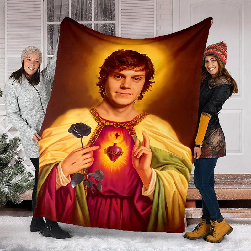 Evan Peters2 printed throw blanket—lightweight,soft,warm;versatile blanket for all seasons—perfect as &air-conditioning throw,nap blanket