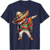 Mexican Boy Dabbing Poncho Sombrero Graphic Tee Cinco de Mayo Casual Cotton T-Shirt