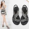 Летние товары Temu европейские красивые женские сандалии с полым цветком и стразами, сандалии на мягкой подошве, танкетке, плоские женские туфли