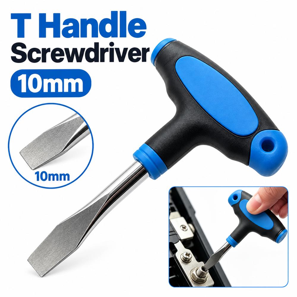1Pcs Rubber Grip T Handle Screwdriver 10mm Slotted Screwdriver for Quick Release Plate