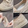 Женская обувь на плоской подошве с сетчатым вырезом, дышащая парусиновая обувь с тонкой мягкой подошвой, простой повседневный стиль, весна-лето