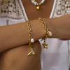 18k Gold Starfish Seashell Conch Bracelet - 2024 Summer Ocean Series Titanium Steel