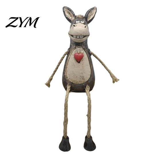 Decorative Items for Shelves Rustic Donkey Shelf Sitter Figurine, Hanging Leg Farm Animal Statue, Stylized Home Ornament Collection Whimsical Country
