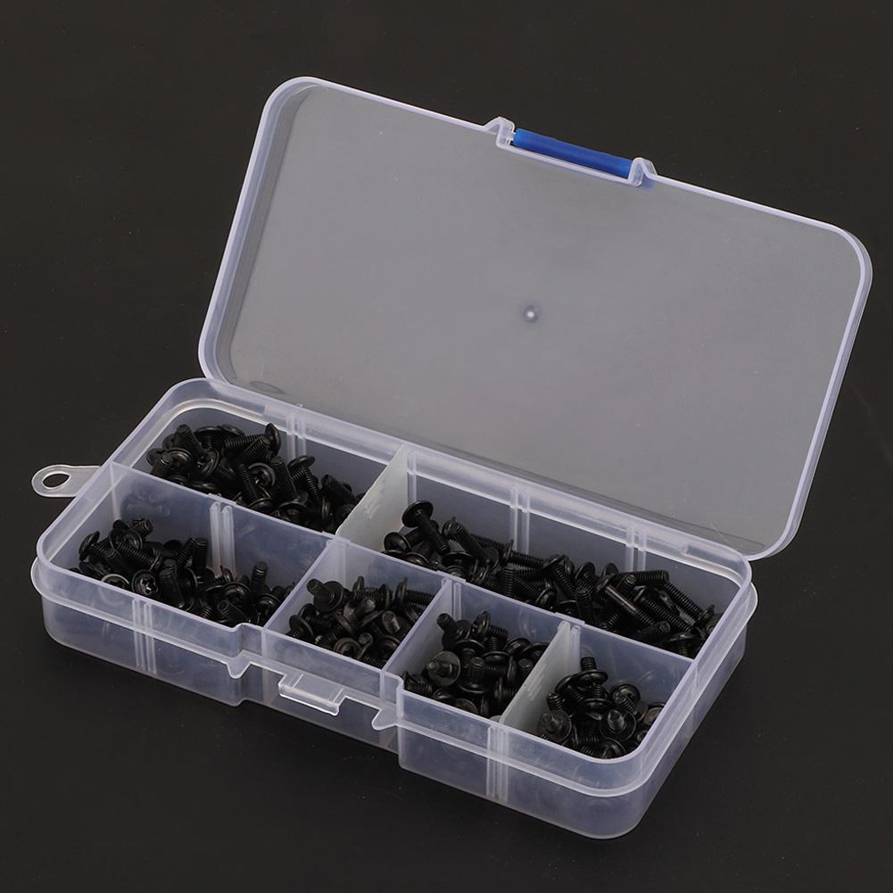 300pcs M3 Cross Round Head with Washer Carbon Steel Screw Bolt Assortment Set