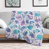 Watercolor dinosaur purple and blue on navy Throw Blanket Multi Use Warm Blanket for Living Room Bedroom